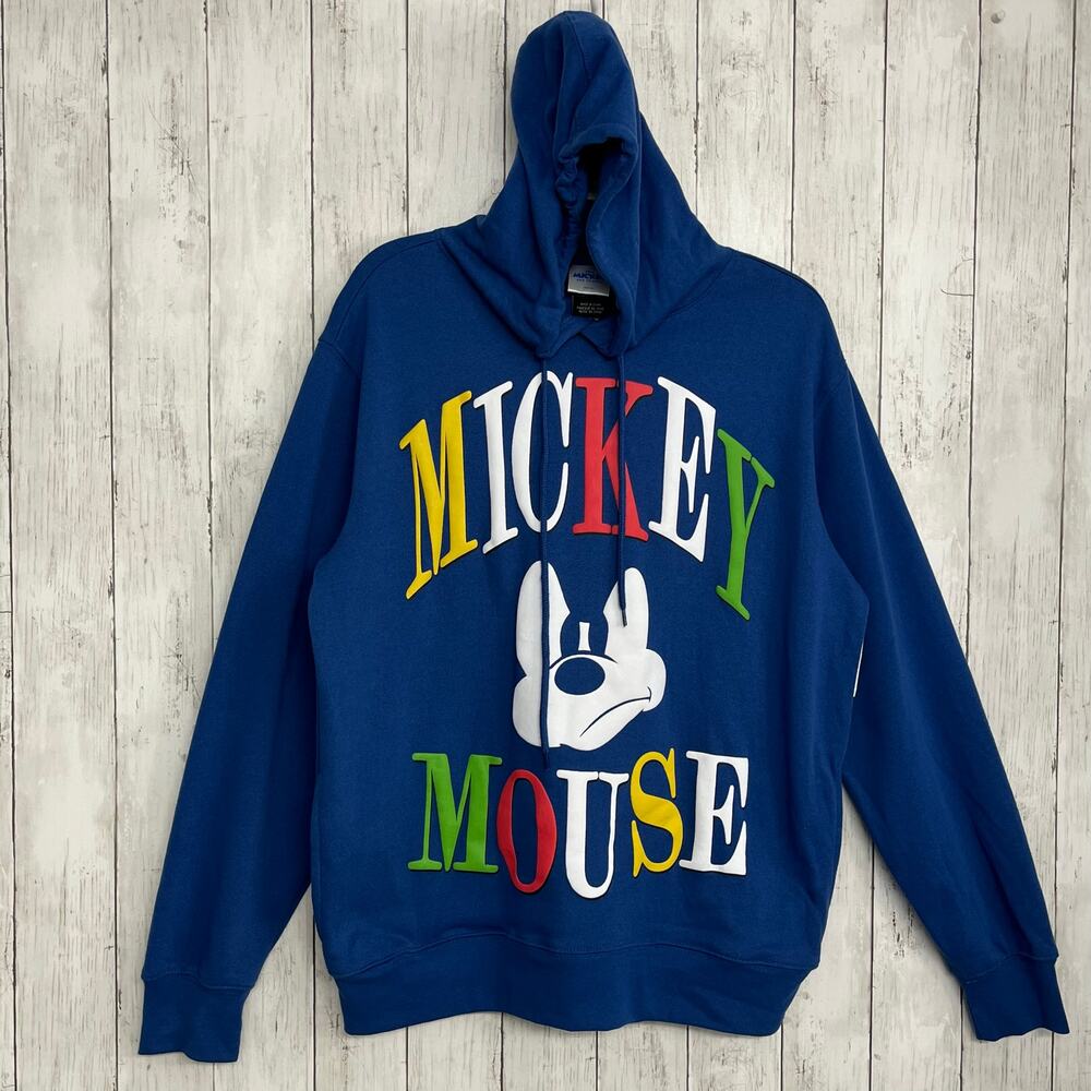 Disney Mickey Mouse Stare Graphic Print Long Sleeve Hooded Pullover Sweatshirt